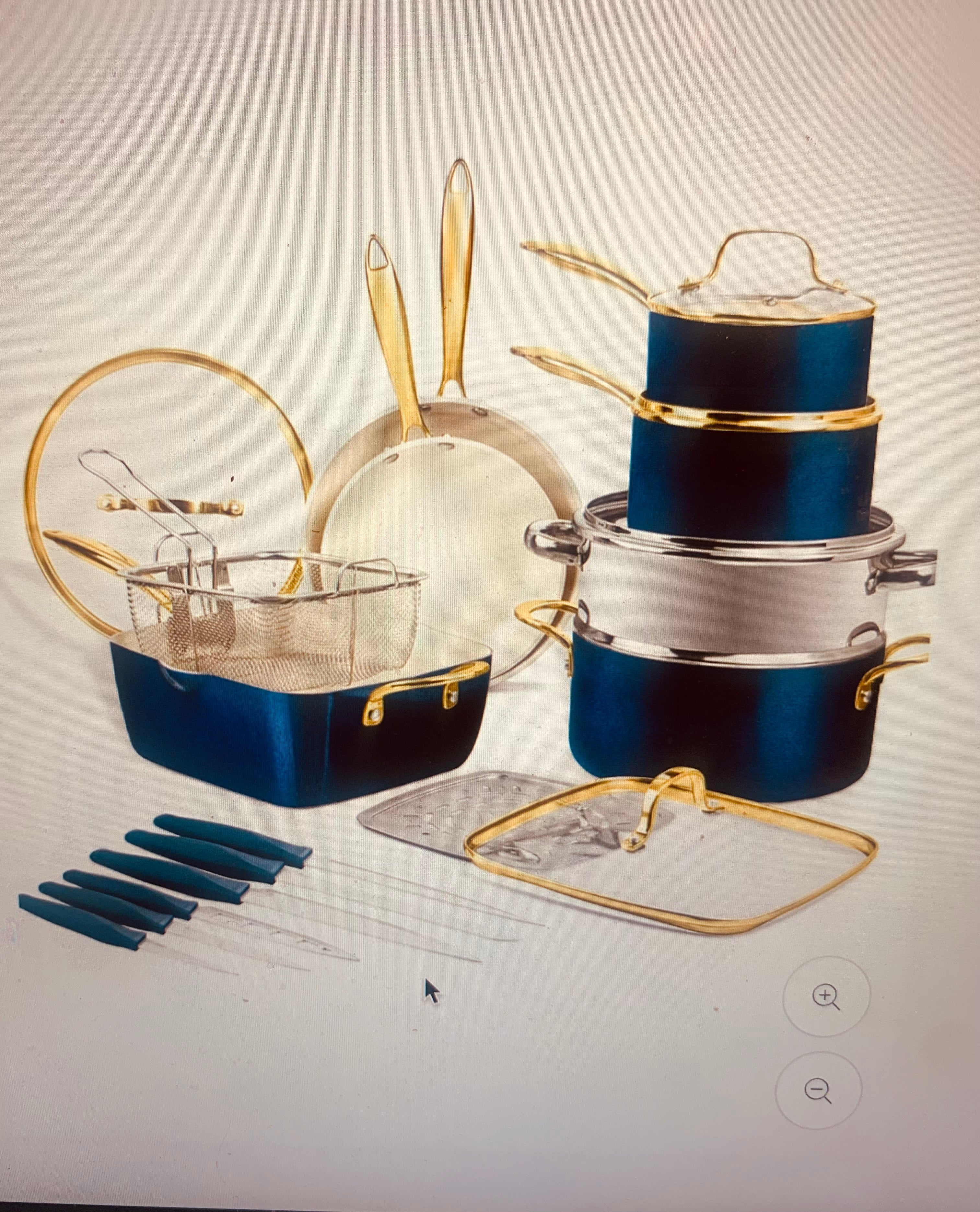 Gotham Steel Natural Collection Cream & Navy 20-Piece Set